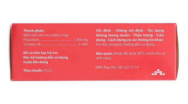 Agicetam 1200 trị triệu chứng chóng mặt, nghiện rượu (3 vỉ x 10 viên)