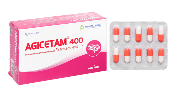 Agicetam 400 trị triệu chứng chóng mặt, nghiện rượu (10 vỉ x 10 viên)
