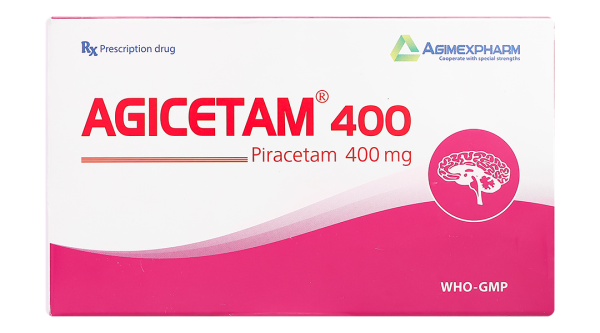 Agicetam 400 trị triệu chứng chóng mặt, nghiện rượu (10 vỉ x 10 viên)