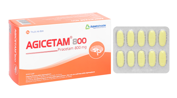 Agicetam 800 trị giật rung cơ (10 vỉ x 10 viên)