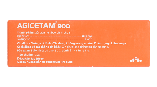 Agicetam 800 trị giật rung cơ (10 vỉ x 10 viên)