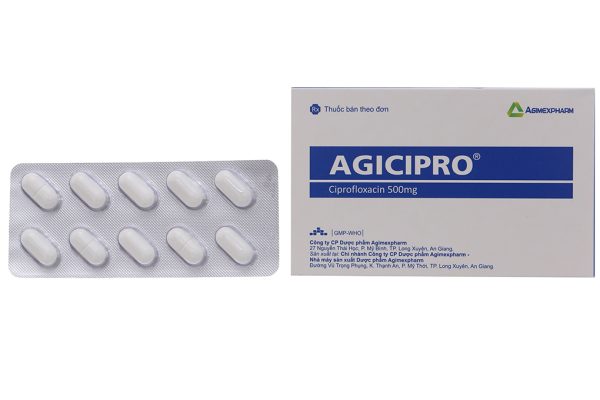 Agicipro 500mg dự phòng và trị nhiễm khuẩn nặng (10 vỉ x 10 viên)