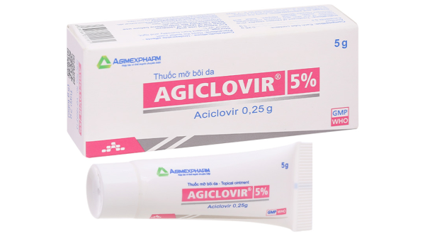 Agiclovir 5% trị các trường hợp nhiễm Herpes ở da và niêm mạc tuýp 5g