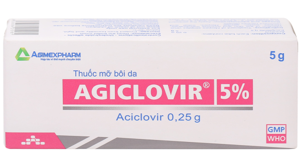 Agiclovir 5% trị các trường hợp nhiễm Herpes ở da và niêm mạc tuýp 5g