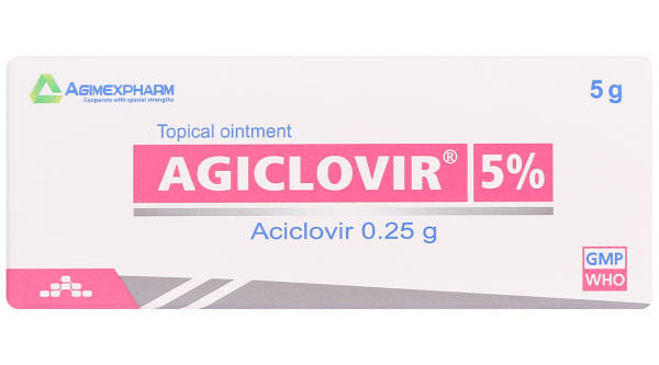 Agiclovir 5% trị các trường hợp nhiễm Herpes ở da và niêm mạc tuýp 5g