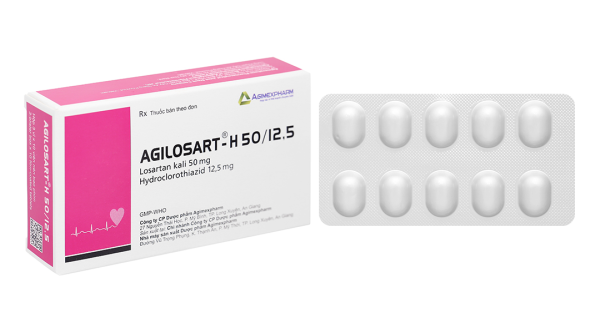 Agilosart-H 50/12.5 trị tăng huyết áp vô căn (3 vỉ x 10 viên)