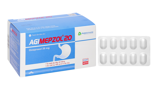 Agimepzol 20 trị loét dạ dày tá tràng, trào ngược (10 vỉ x 10 viên)