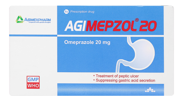 Agimepzol 20 trị loét dạ dày tá tràng, trào ngược (10 vỉ x 10 viên)