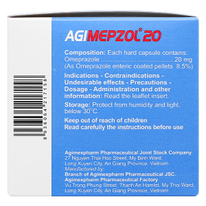 Agimepzol 20 trị loét dạ dày tá tràng, trào ngược (10 vỉ x 10 viên)