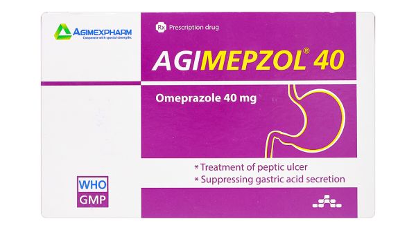 Agimepzol 40 điều trị loét dạ dày tá tràng, trào ngược (10 vỉ x 10 viên)