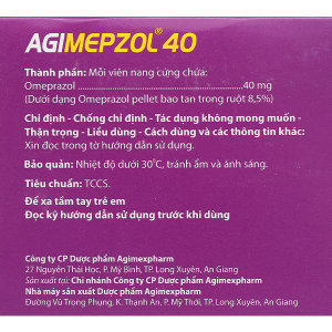 Agimepzol 40 điều trị loét dạ dày tá tràng, trào ngược (10 vỉ x 10 viên)