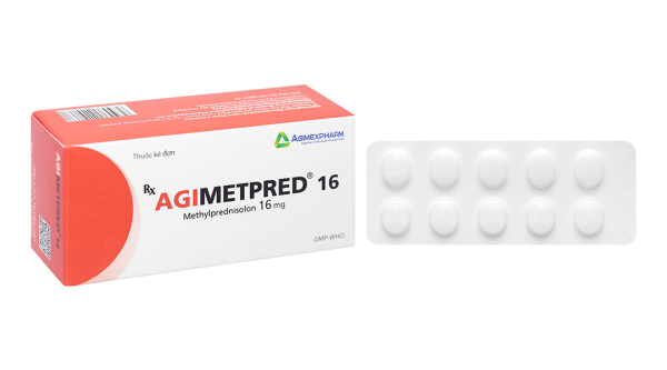 Agimetpred 16 mg kháng viêm, ức chế miễn dịch (6 vỉ x 10 viên)