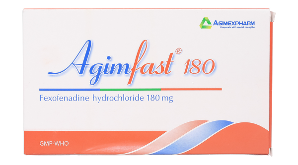 Agimfast 180 trị triệu chứng viêm mũi dị ứng, ngứa, nổi mày đay (2 vỉ x 10 viên)