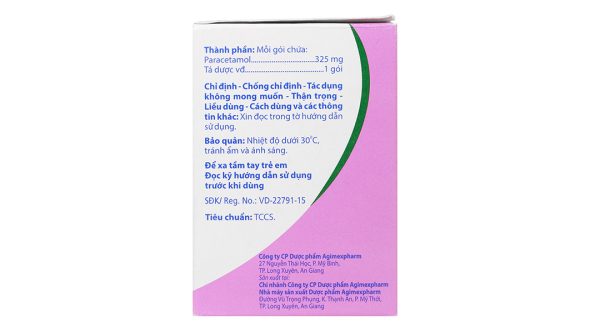 Thuốc cốm Agimol 325 giảm đau, hạ sốt (30 gói x 1.6g)