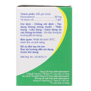 Thuốc cốm Agimol 80mg giảm đau, hạ sốt (30 gói x 1g)