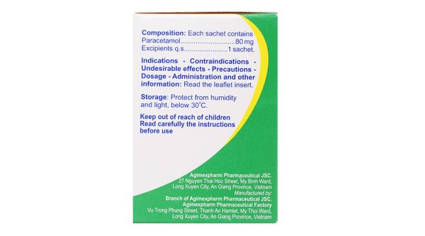 Thuốc cốm Agimol 80mg giảm đau, hạ sốt (30 gói x 1g)