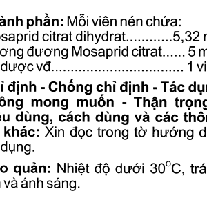 Agimosarid 5mg trị các triệu chứng dạ dày - ruột (6 vỉ x 10 viên)