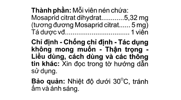 Agimosarid 5mg trị các triệu chứng dạ dày - ruột (6 vỉ x 10 viên)