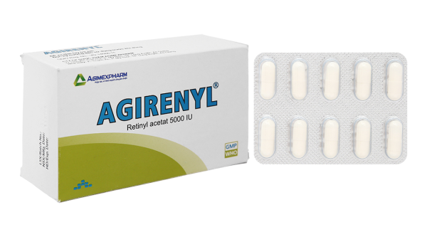Agirenyl 5000IU phòng và trị triệu chứng thiếu vitamin A (10 vỉ x 10 viên)