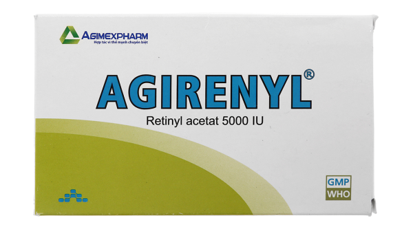 Agirenyl 5000IU phòng và trị triệu chứng thiếu vitamin A (10 vỉ x 10 viên)