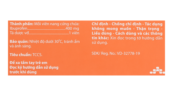 Agirofen 400mg giảm đau, chống viêm (3 vỉ x 10 viên)