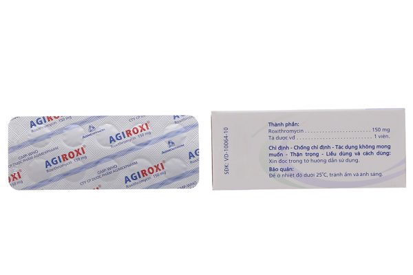 Agiroxi 150mg trị nhiễm khuẩn (10 vỉ x 10 viên)