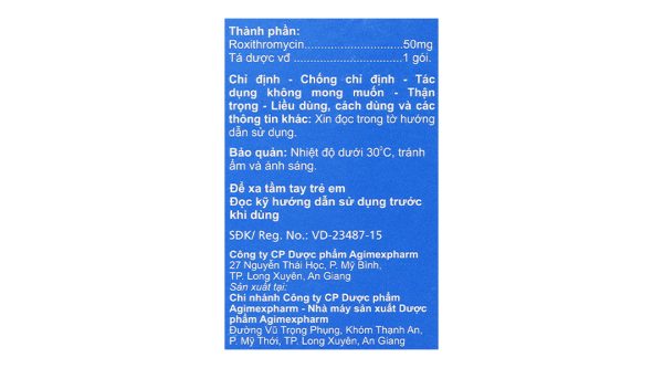 Thuốc bột Agiroxi 50 trị nhiễm khuẩn hô hấp, bệnh bạch hầu (20 gói x 1.5g)