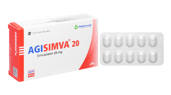 Agisimva® 20mg trị tăng cholesterol máu, làm chậm tiến triển xơ vữa (3 vỉ x 10 viên)