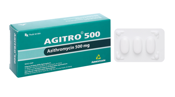 Agitro 500 trị nhiễm khuẩn gây ra bởi vi khuẩn nhạy cảm (2 vỉ x 3 viên)