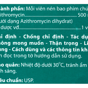 Agitro 500 trị nhiễm khuẩn gây ra bởi vi khuẩn nhạy cảm (2 vỉ x 3 viên)