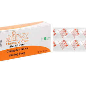 Air-X 80mg hương vị cam trị đầy hơi và chướng bụng (10 vỉ x 10 viên)