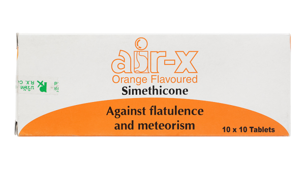 Air-X 80mg hương vị cam trị đầy hơi và chướng bụng (10 vỉ x 10 viên)