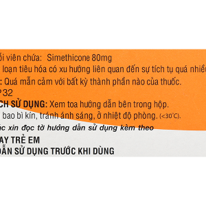 Air-X 80mg hương vị cam trị đầy hơi và chướng bụng (10 vỉ x 10 viên)