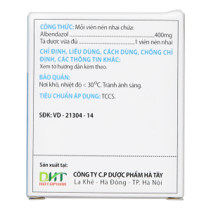 Viên nhai Albendazol Hataphar 400mg trị giun sán (1 vỉ x 1 viên)