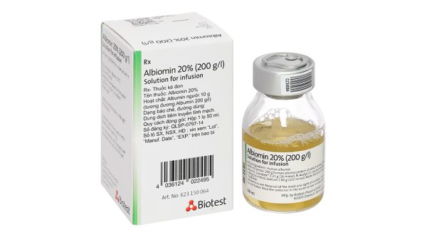 Dịch truyền tĩnh mạch Albiomin 20% Biotest trị sốc giảm thể tích máu lọ 50ml