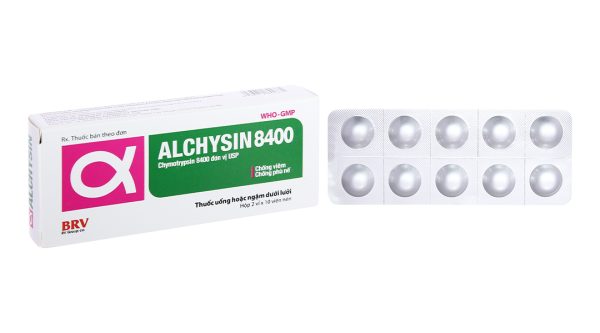 Alphachysin 8400 IU trị phù nề sau chấn thương, phẫu thuật (2 vỉ x 10 viên)
