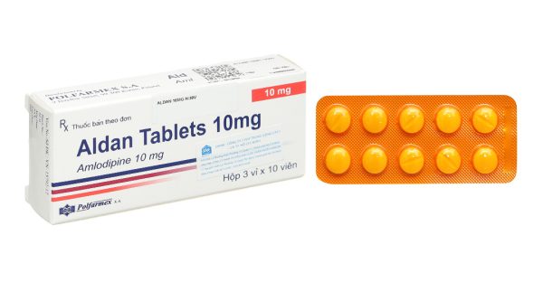 Aldan Tablets 10mg trị tăng huyết áp, dự phòng đau thắt ngực (3 vỉ x 10 viên)