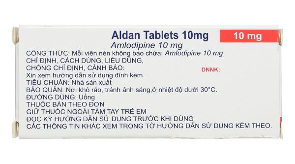 Aldan Tablets 10mg trị tăng huyết áp, dự phòng đau thắt ngực (3 vỉ x 10 viên)