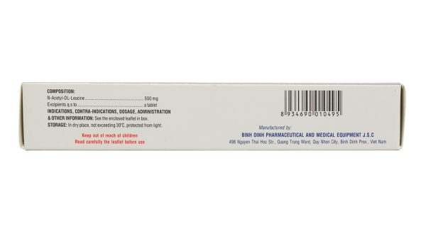Aleucin 500mg trị chóng mặt (3 vỉ x 10 viên)