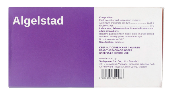 Hỗn dịch uống Algelstad 20% trị viêm thực quản, loét dạ dày tá tràng (20 gói x 20g)