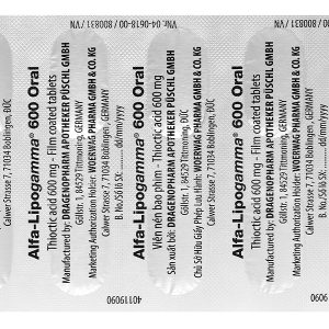 Alfa-Lipogamma 600 Oral trị đa thần kinh đái tháo đường (3 vỉ x 10 viên)