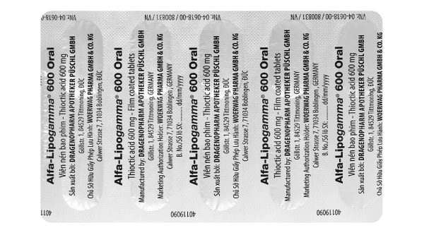 Alfa-Lipogamma 600 Oral trị đa thần kinh đái tháo đường (3 vỉ x 10 viên)
