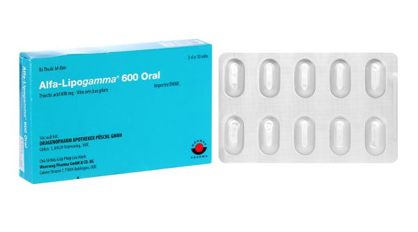 Alfa-Lipogamma 600 Oral trị đa thần kinh đái tháo đường (3 vỉ x 10 viên)