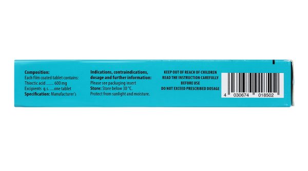 Alfa-Lipogamma 600 Oral trị đa thần kinh đái tháo đường (3 vỉ x 10 viên)