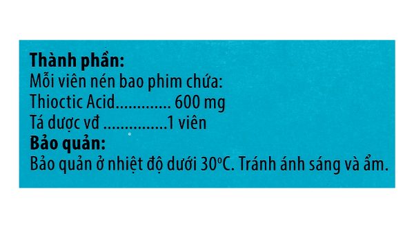 Alfa-Lipogamma 600 Oral trị đa thần kinh đái tháo đường (3 vỉ x 10 viên)