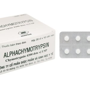 Alphachymotrypsin Mebiphar 4200 IU trị phù nề sau chấn thương (20 vỉ x 10 viên)
