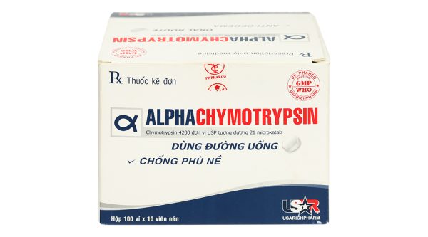 Alphachymotrypsin USAR 4200IU trị phù nề sau chấn thương (100 vỉ x 10 viên)