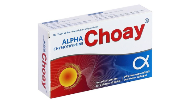 Alpha Chymotrypsine Choay 21µkatals trị phù nề sau chấn thương (2 vỉ x 15 viên)