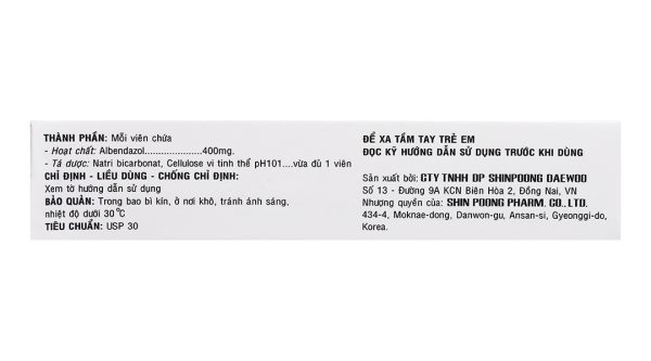 Alzental 400mg trị giun (1 vỉ x 1 viên)
