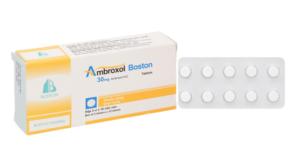 Ambroxol Boston 30mg tiêu nhầy, trị bệnh đường hô hấp (3 vỉ x 10 viên)